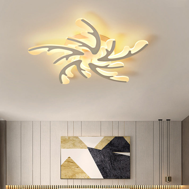 Nordic Antler LED Flush Mount Lighting Acrylic Bedroom Ceiling Mounted Light in White 5 White Clearhalo 'Ceiling Lights' 'Close To Ceiling Lights' 'Close to ceiling' 'Flush mount' Lighting' 2423345