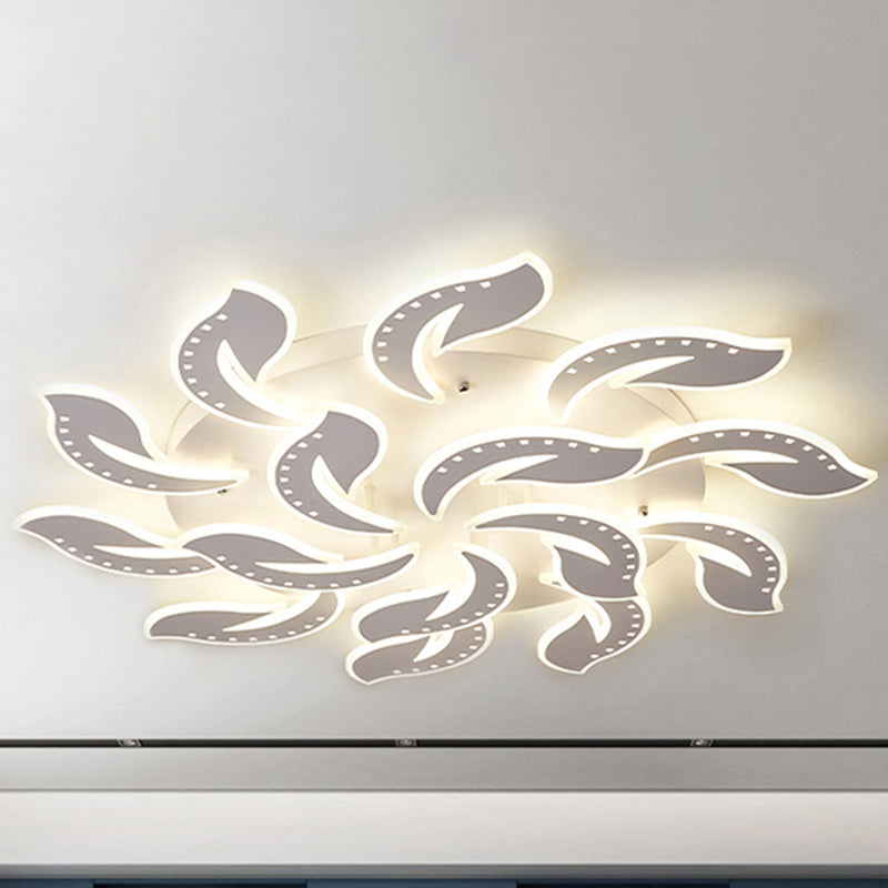 Leaf Shaped Flush Mount Light Fixture Modernism Acrylic White LED Ceiling Lamp for Living Room 15 White Clearhalo 'Ceiling Lights' 'Close To Ceiling Lights' 'Close to ceiling' 'Flush mount' Lighting' 2423355