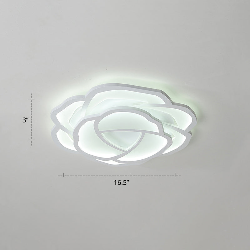 White Rose Flushmount Lighting Minimalistic Acrylic Surface Mounted Led Ceiling Light for Bedroom White 16.5" White Clearhalo 'Ceiling Lights' 'Close To Ceiling Lights' 'Close to ceiling' 'Flush mount' Lighting' 2423369