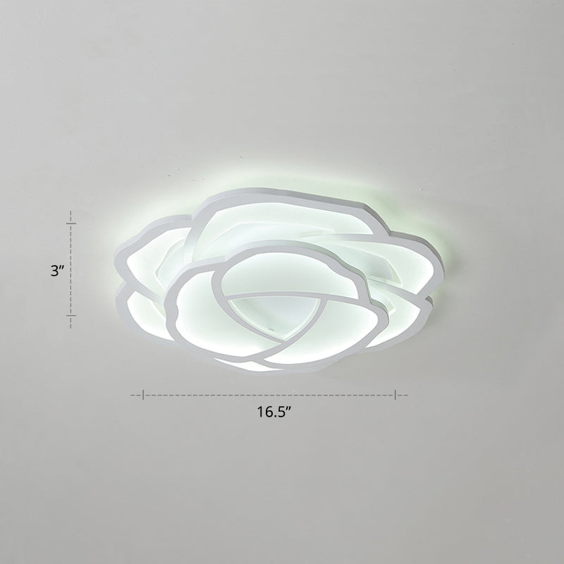 White Rose Flushmount Lighting Minimalistic Acrylic Surface Mounted Led Ceiling Light for Bedroom White 16.5" White Clearhalo 'Ceiling Lights' 'Close To Ceiling Lights' 'Close to ceiling' 'Flush mount' Lighting' 2423369