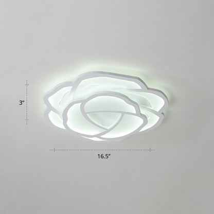 White Rose Flushmount Lighting Minimalistic Acrylic Surface Mounted Led Ceiling Light for Bedroom White 16.5" White Clearhalo 'Ceiling Lights' 'Close To Ceiling Lights' 'Close to ceiling' 'Flush mount' Lighting' 2423369