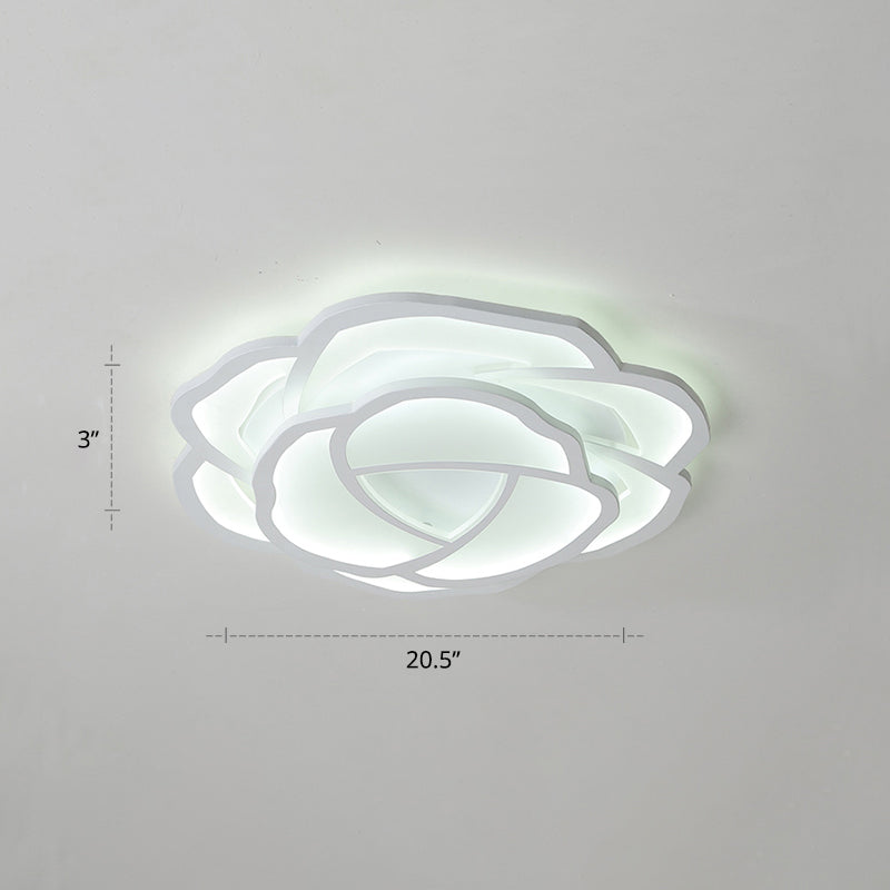 White Rose Flushmount Lighting Minimalistic Acrylic Surface Mounted Led Ceiling Light for Bedroom White 20.5" White Clearhalo 'Ceiling Lights' 'Close To Ceiling Lights' 'Close to ceiling' 'Flush mount' Lighting' 2423374