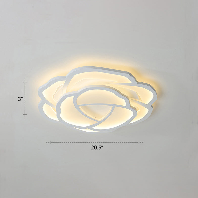 White Rose Flushmount Lighting Minimalistic Acrylic Surface Mounted Led Ceiling Light for Bedroom White 20.5" Warm Clearhalo 'Ceiling Lights' 'Close To Ceiling Lights' 'Close to ceiling' 'Flush mount' Lighting' 2423376