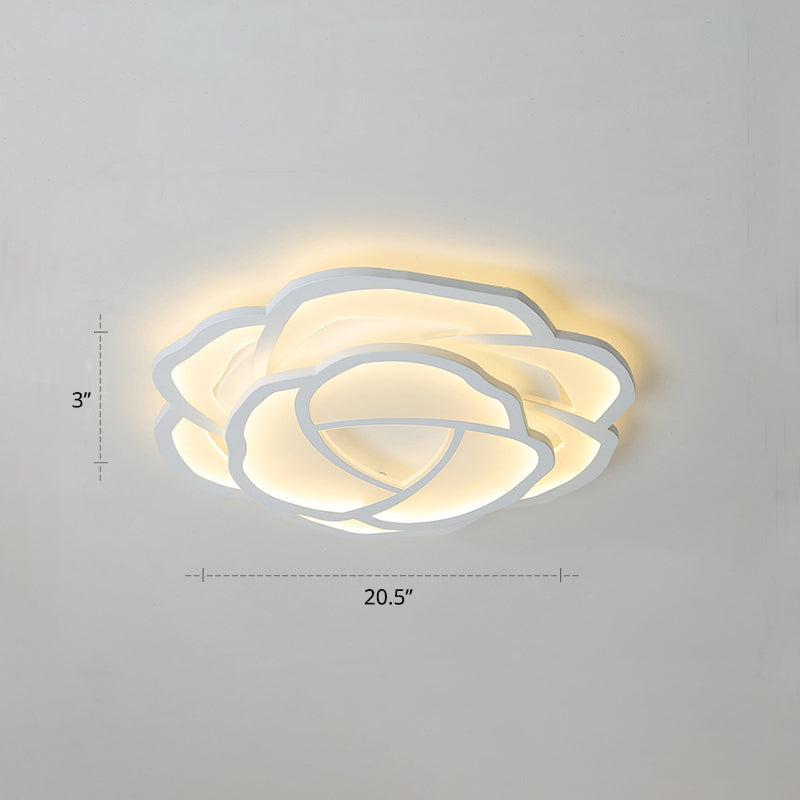 White Rose Flushmount Lighting Minimalistic Acrylic Surface Mounted Led Ceiling Light for Bedroom White 20.5" Third Gear Clearhalo 'Ceiling Lights' 'Close To Ceiling Lights' 'Close to ceiling' 'Flush mount' Lighting' 2423378