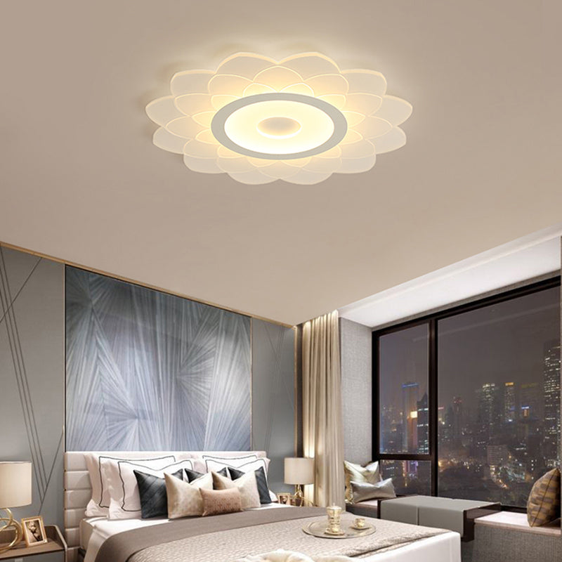 Acrylic Sunflower Flushmount Ceiling Lamp Simplicity White Flush Mount Led Light for Bedroom Clearhalo 'Ceiling Lights' 'Close To Ceiling Lights' 'Close to ceiling' 'Flush mount' Lighting' 2423379