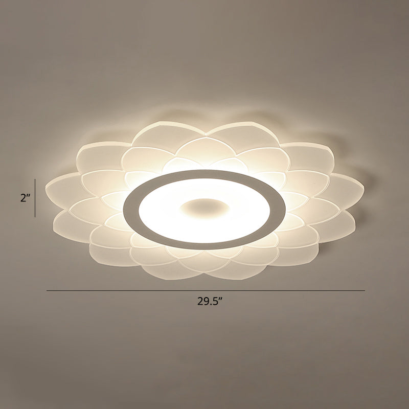 Acrylic Sunflower Flushmount Ceiling Lamp Simplicity White Flush Mount Led Light for Bedroom White 29.5" Third Gear Clearhalo 'Ceiling Lights' 'Close To Ceiling Lights' 'Close to ceiling' 'Flush mount' Lighting' 2423380