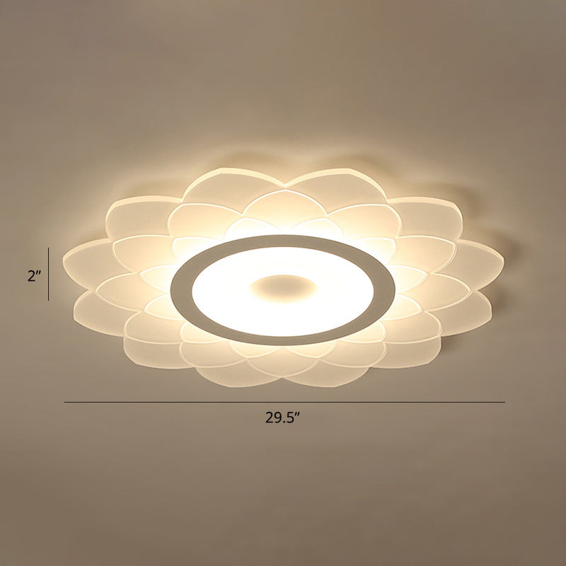 Acrylic Sunflower Flushmount Ceiling Lamp Simplicity White Flush Mount Led Light for Bedroom White 29.5" Warm Clearhalo 'Ceiling Lights' 'Close To Ceiling Lights' 'Close to ceiling' 'Flush mount' Lighting' 2423381