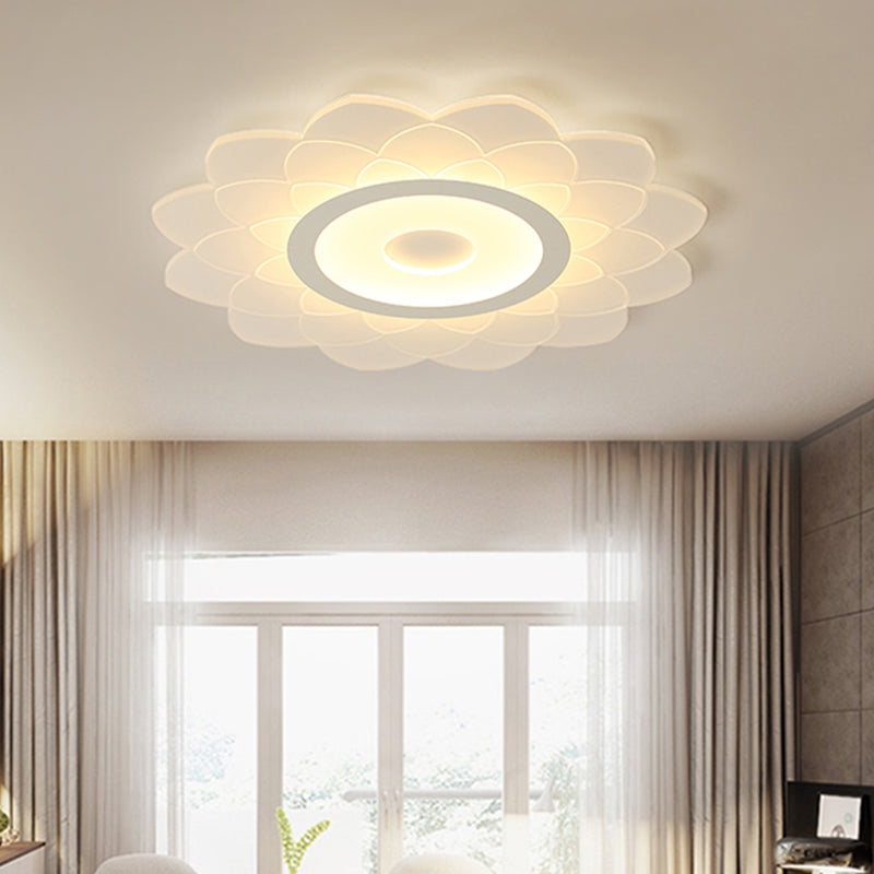 Acrylic Sunflower Flushmount Ceiling Lamp Simplicity White Flush Mount Led Light for Bedroom Clearhalo 'Ceiling Lights' 'Close To Ceiling Lights' 'Close to ceiling' 'Flush mount' Lighting' 2423382