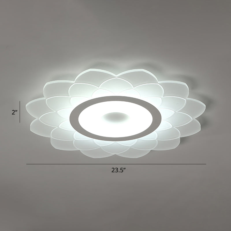 Acrylic Sunflower Flushmount Ceiling Lamp Simplicity White Flush Mount Led Light for Bedroom White 23.5" White Clearhalo 'Ceiling Lights' 'Close To Ceiling Lights' 'Close to ceiling' 'Flush mount' Lighting' 2423383