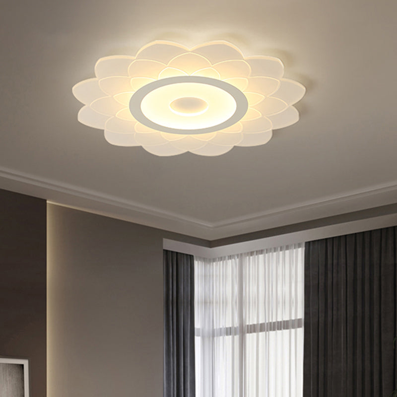 Acrylic Sunflower Flushmount Ceiling Lamp Simplicity White Flush Mount Led Light for Bedroom Clearhalo 'Ceiling Lights' 'Close To Ceiling Lights' 'Close to ceiling' 'Flush mount' Lighting' 2423384
