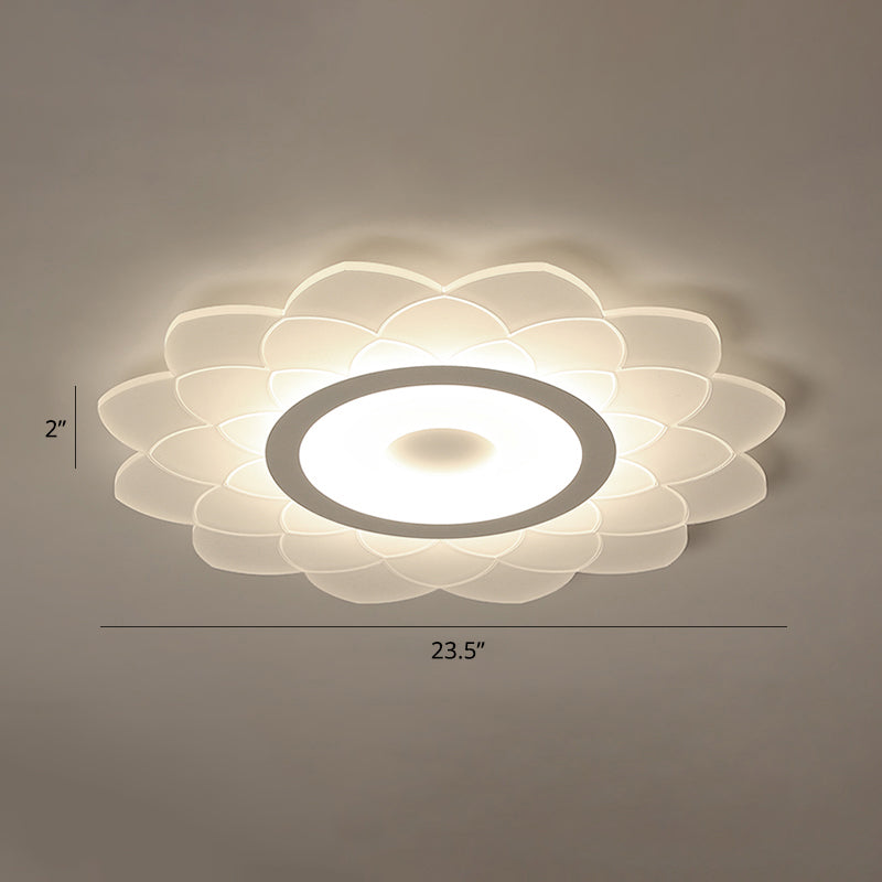 Acrylic Sunflower Flushmount Ceiling Lamp Simplicity White Flush Mount Led Light for Bedroom White 23.5" Third Gear Clearhalo 'Ceiling Lights' 'Close To Ceiling Lights' 'Close to ceiling' 'Flush mount' Lighting' 2423385