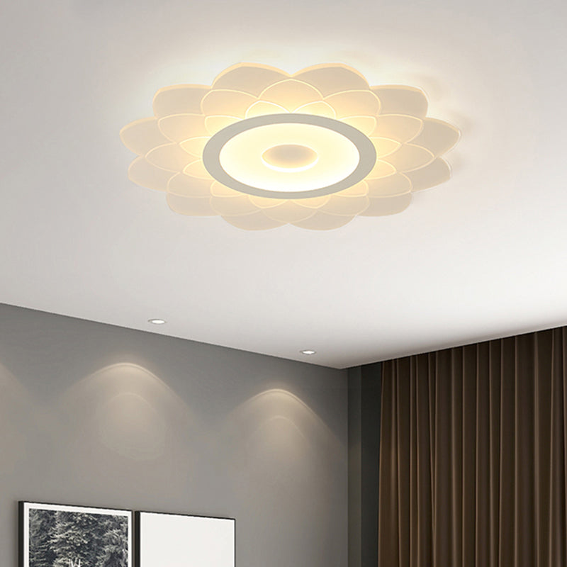 Acrylic Sunflower Flushmount Ceiling Lamp Simplicity White Flush Mount Led Light for Bedroom Clearhalo 'Ceiling Lights' 'Close To Ceiling Lights' 'Close to ceiling' 'Flush mount' Lighting' 2423386