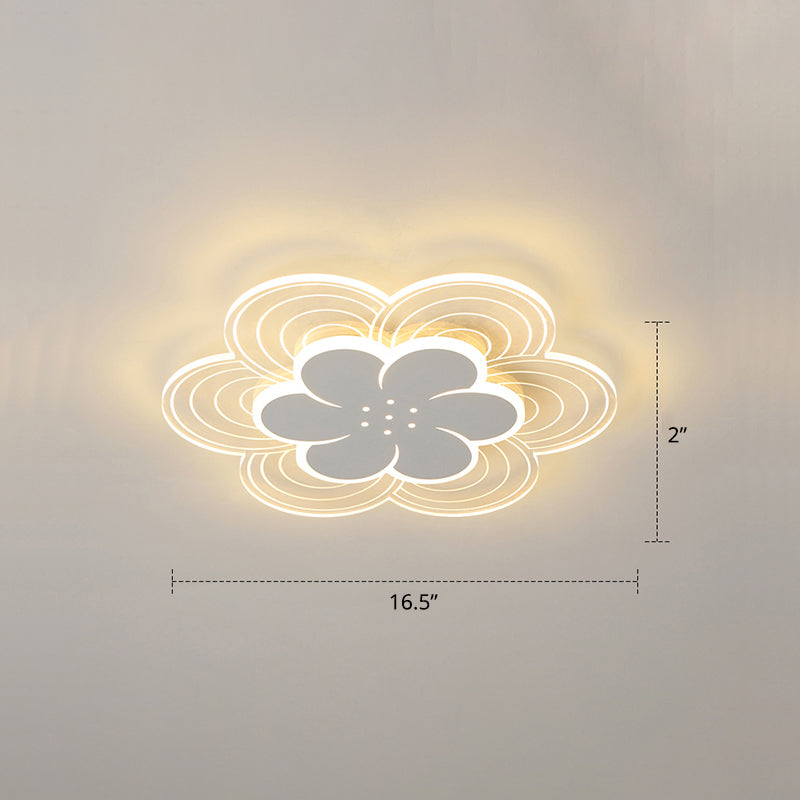 Flower Acrylic Led Flush Mount Simple Style White Ceiling Mount Light Fixture for Bedroom White 16.5" Third Gear Clearhalo 'Ceiling Lights' 'Close To Ceiling Lights' 'Close to ceiling' 'Flush mount' Lighting' 2423410
