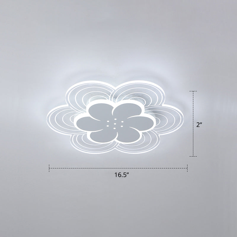 Flower Acrylic Led Flush Mount Simple Style White Ceiling Mount Light Fixture for Bedroom White 16.5" White Clearhalo 'Ceiling Lights' 'Close To Ceiling Lights' 'Close to ceiling' 'Flush mount' Lighting' 2423412