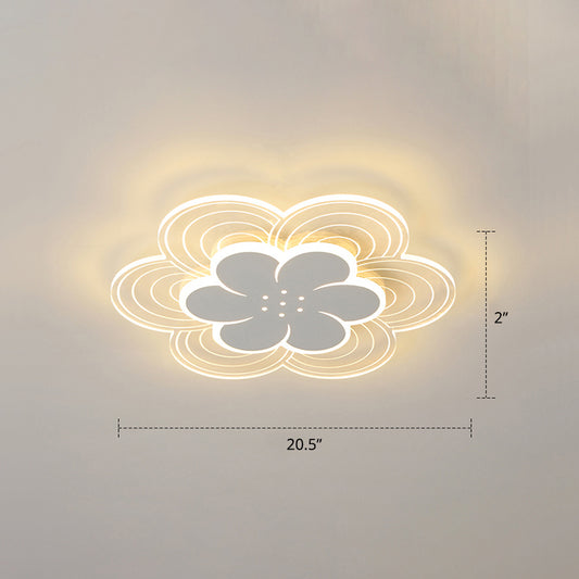 Flower Acrylic Led Flush Mount Simple Style White Ceiling Mount Light Fixture for Bedroom White 20.5" Warm Clearhalo 'Ceiling Lights' 'Close To Ceiling Lights' 'Close to ceiling' 'Flush mount' Lighting' 2423414