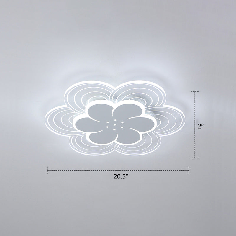 Flower Acrylic Led Flush Mount Simple Style White Ceiling Mount Light Fixture for Bedroom White 20.5" White Clearhalo 'Ceiling Lights' 'Close To Ceiling Lights' 'Close to ceiling' 'Flush mount' Lighting' 2423418