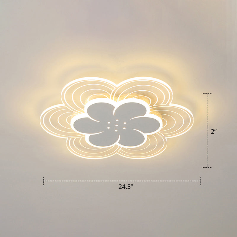 Flower Acrylic Led Flush Mount Simple Style White Ceiling Mount Light Fixture for Bedroom White 24.5" Third Gear Clearhalo 'Ceiling Lights' 'Close To Ceiling Lights' 'Close to ceiling' 'Flush mount' Lighting' 2423420
