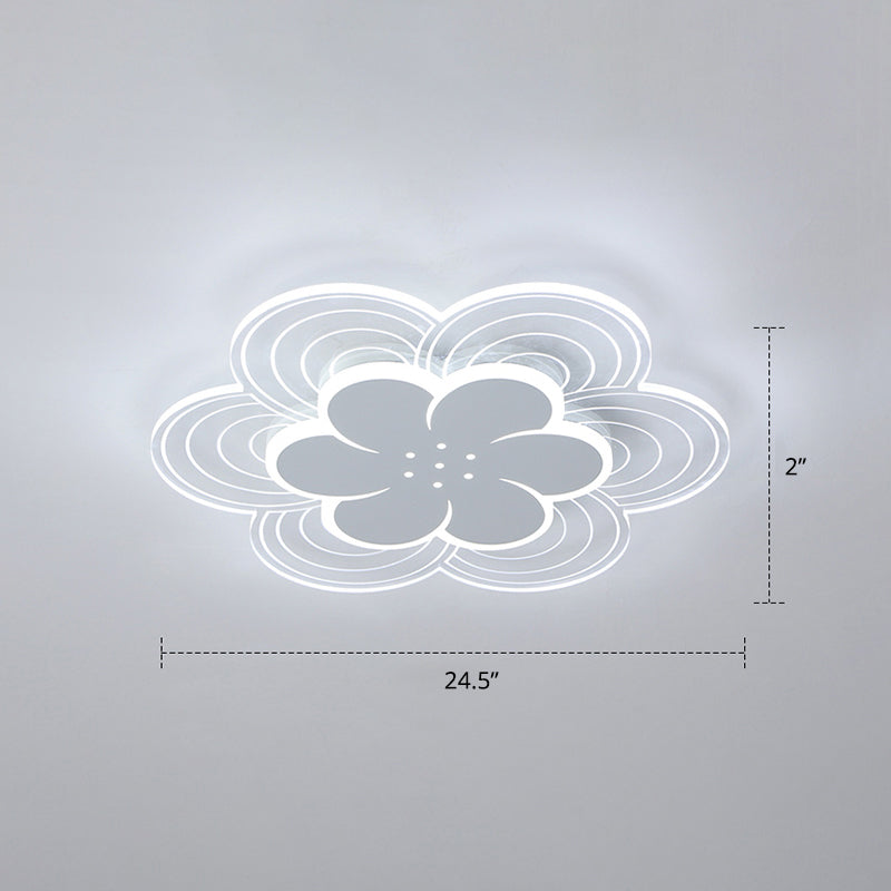 Flower Acrylic Led Flush Mount Simple Style White Ceiling Mount Light Fixture for Bedroom