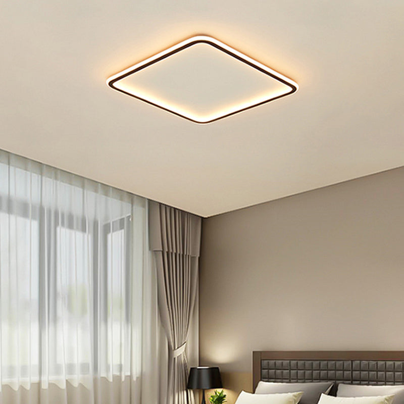 Square Ultrathin LED Flush Mount Lamp Minimalist Metal Bedroom Flush Mount Ceiling Fixture in Black Clearhalo 'Ceiling Lights' 'Close To Ceiling Lights' 'Close to ceiling' 'Flush mount' Lighting' 2423432