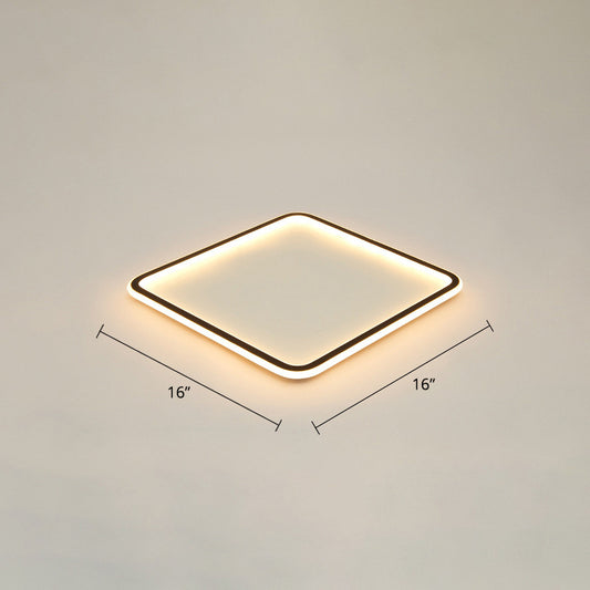 Square Ultrathin LED Flush Mount Lamp Minimalist Metal Bedroom Flush Mount Ceiling Fixture in Black Black 16" Warm Clearhalo 'Ceiling Lights' 'Close To Ceiling Lights' 'Close to ceiling' 'Flush mount' Lighting' 2423433