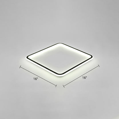 Square Ultrathin LED Flush Mount Lamp Minimalist Metal Bedroom Flush Mount Ceiling Fixture in Black Black 16" White Clearhalo 'Ceiling Lights' 'Close To Ceiling Lights' 'Close to ceiling' 'Flush mount' Lighting' 2423436