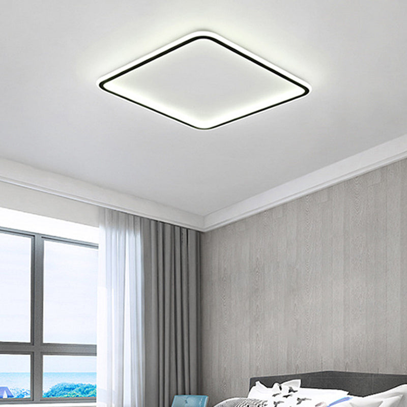Square Ultrathin LED Flush Mount Lamp Minimalist Metal Bedroom Flush Mount Ceiling Fixture in Black Clearhalo 'Ceiling Lights' 'Close To Ceiling Lights' 'Close to ceiling' 'Flush mount' Lighting' 2423437