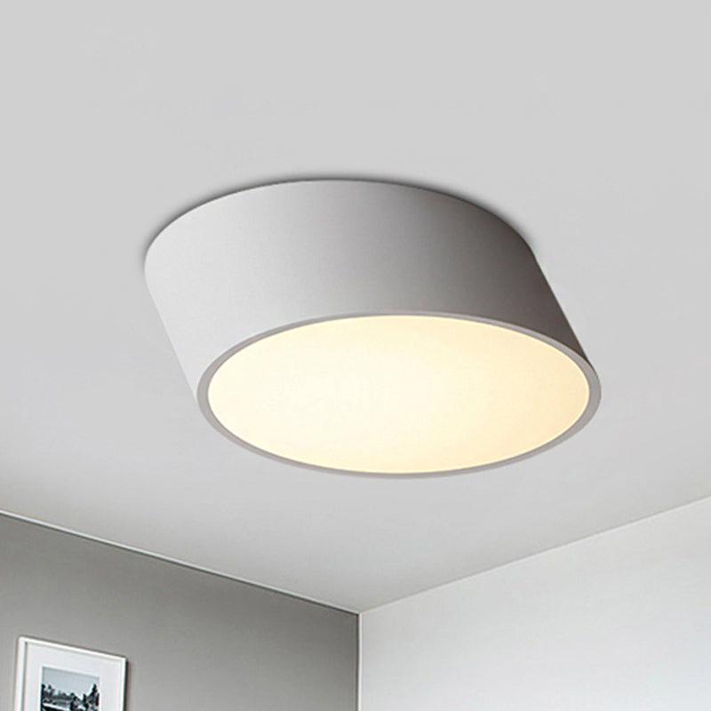 Inclined Elliptical Metal Flush Mount Modernist Led Bedroom Flush Mount Light in White/Black, 10"/16"/19.5" Wide White Clearhalo 'Ceiling Lights' 'Close To Ceiling Lights' 'Close to ceiling' 'Flush mount' Lighting' 242344