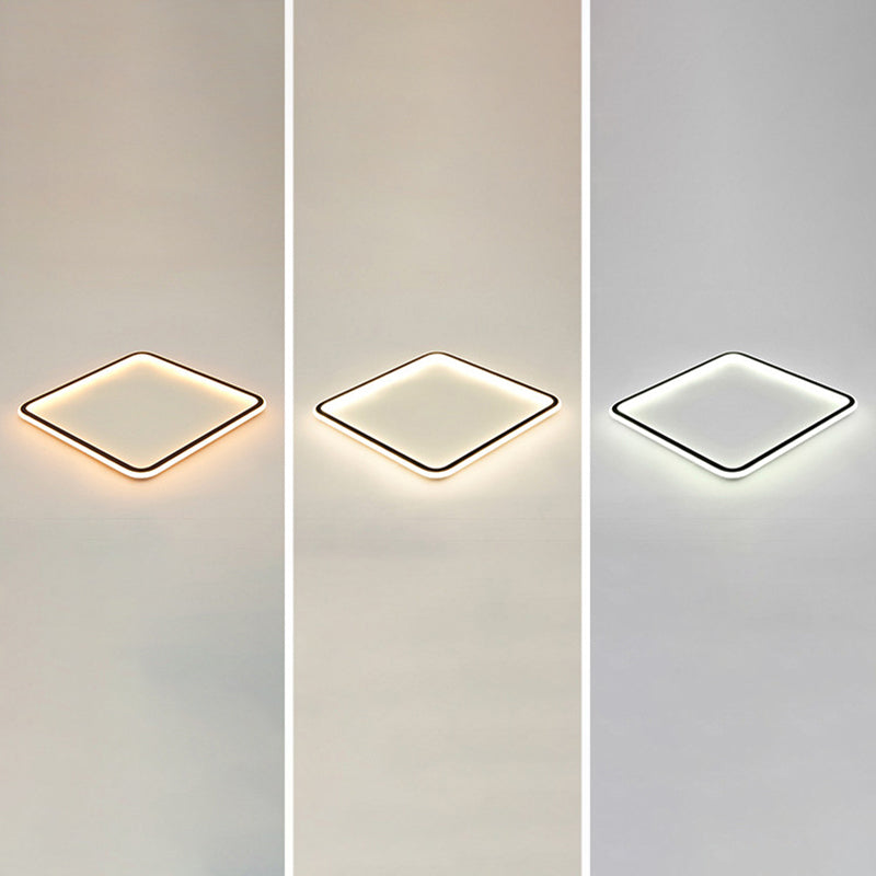 Square Ultrathin LED Flush Mount Lamp Minimalist Metal Bedroom Flush Mount Ceiling Fixture in Black Black 19.5" Third Gear Clearhalo 'Ceiling Lights' 'Close To Ceiling Lights' 'Close to ceiling' 'Flush mount' Lighting' 2423440