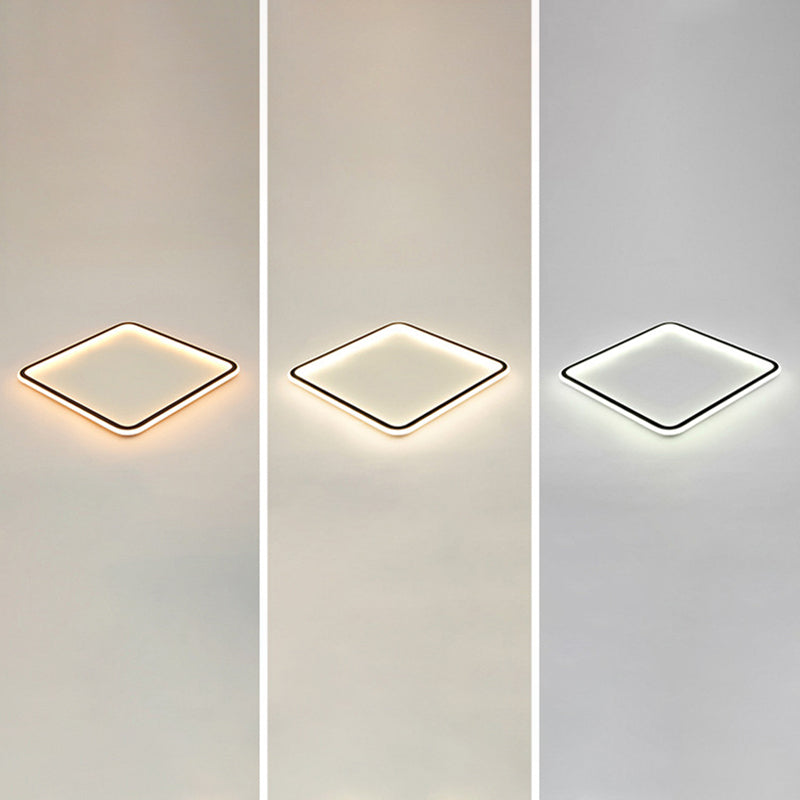 Square Ultrathin LED Flush Mount Lamp Minimalist Metal Bedroom Flush Mount Ceiling Fixture in Black Black 23.5" Third Gear Clearhalo 'Ceiling Lights' 'Close To Ceiling Lights' 'Close to ceiling' 'Flush mount' Lighting' 2423444