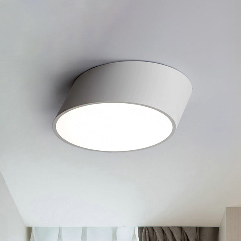Inclined Elliptical Metal Flush Mount Modernist Led Bedroom Flush Mount Light in White/Black, 10"/16"/19.5" Wide Clearhalo 'Ceiling Lights' 'Close To Ceiling Lights' 'Close to ceiling' 'Flush mount' Lighting' 242345