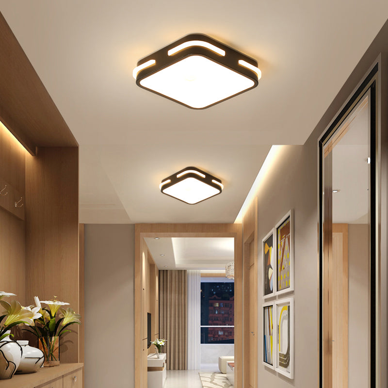 Simple Small Flush Ceiling Light Acrylic Corridor LED Flush Mount Fixture in Black Clearhalo 'Ceiling Lights' 'Close To Ceiling Lights' 'Close to ceiling' 'Flush mount' Lighting' 2423464