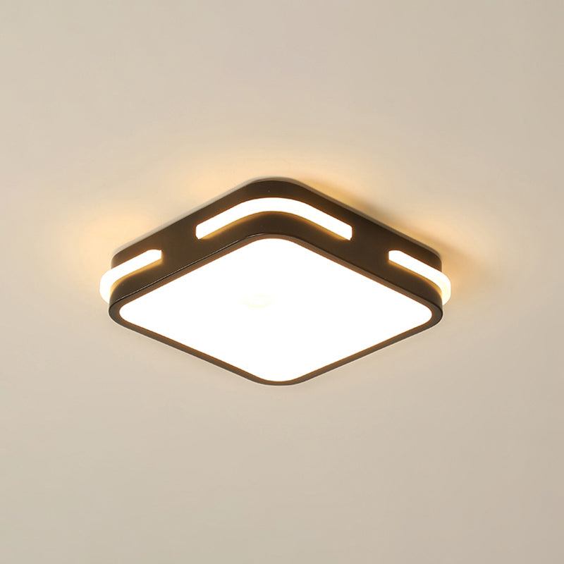 Simple Small Flush Ceiling Light Acrylic Corridor LED Flush Mount Fixture in Black Black Warm Square Plate Clearhalo 'Ceiling Lights' 'Close To Ceiling Lights' 'Close to ceiling' 'Flush mount' Lighting' 2423469