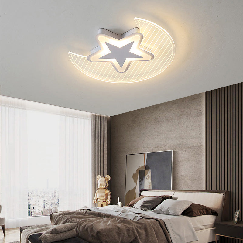 Crescent and Star LED Flush Light Nordic Acrylic Bedroom Ceiling Mounted Light Fixture Clearhalo 'Ceiling Lights' 'Close To Ceiling Lights' 'Close to ceiling' 'Flush mount' Lighting' 2423493