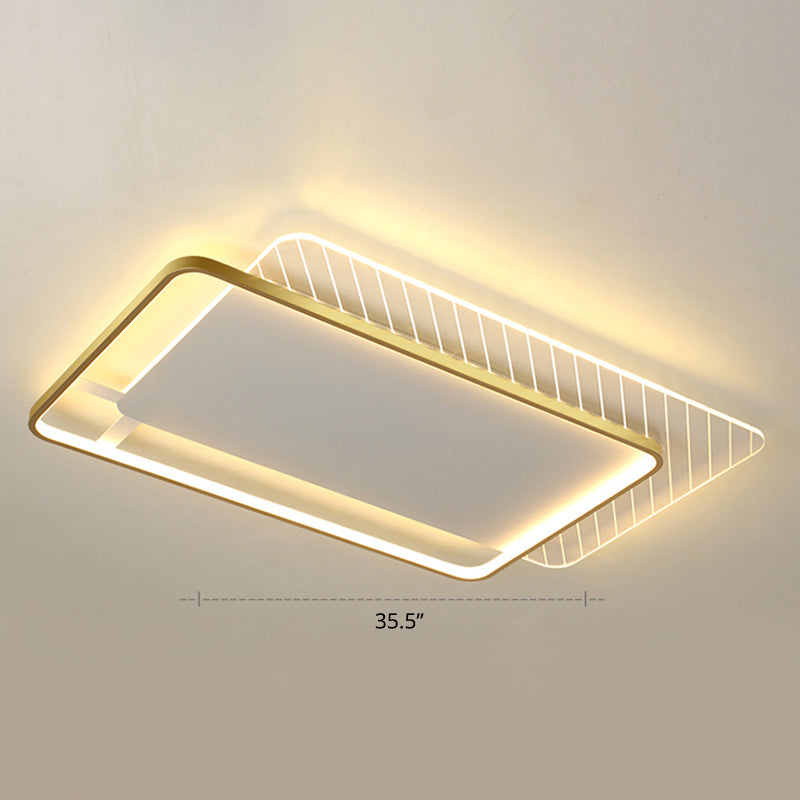 Geometric Acrylic Led Surface Mount Ceiling Light Simplicity Flush Mount Lamp for Bedroom Gold Third Gear Rectangle Clearhalo 'Ceiling Lights' 'Close To Ceiling Lights' 'Close to ceiling' 'Flush mount' Lighting' 2423502