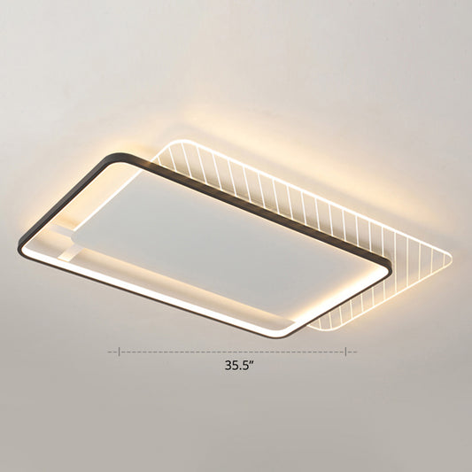 Geometric Acrylic Led Surface Mount Ceiling Light Simplicity Flush Mount Lamp for Bedroom Black Third Gear Rectangle Clearhalo 'Ceiling Lights' 'Close To Ceiling Lights' 'Close to ceiling' 'Flush mount' Lighting' 2423505