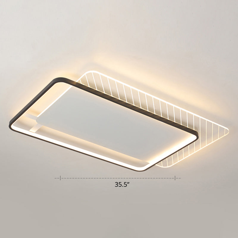 Geometric Acrylic Led Surface Mount Ceiling Light Simplicity Flush Mount Lamp for Bedroom Black Remote Control Stepless Dimming Rectangle Clearhalo 'Ceiling Lights' 'Close To Ceiling Lights' 'Close to ceiling' 'Flush mount' Lighting' 2423508