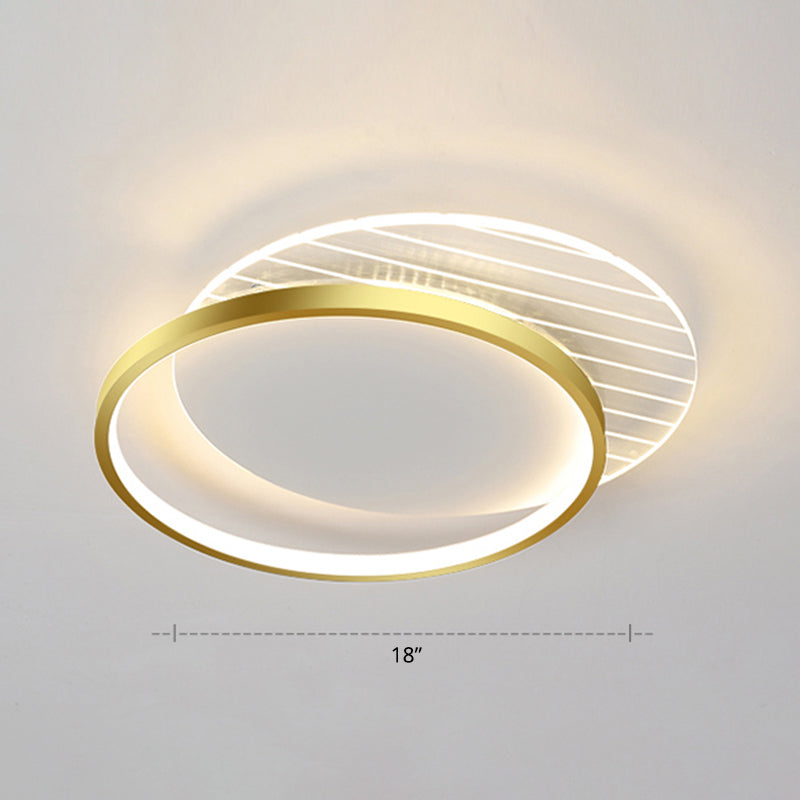 Geometric Acrylic Led Surface Mount Ceiling Light Simplicity Flush Mount Lamp for Bedroom Gold Third Gear Round Clearhalo 'Ceiling Lights' 'Close To Ceiling Lights' 'Close to ceiling' 'Flush mount' Lighting' 2423512