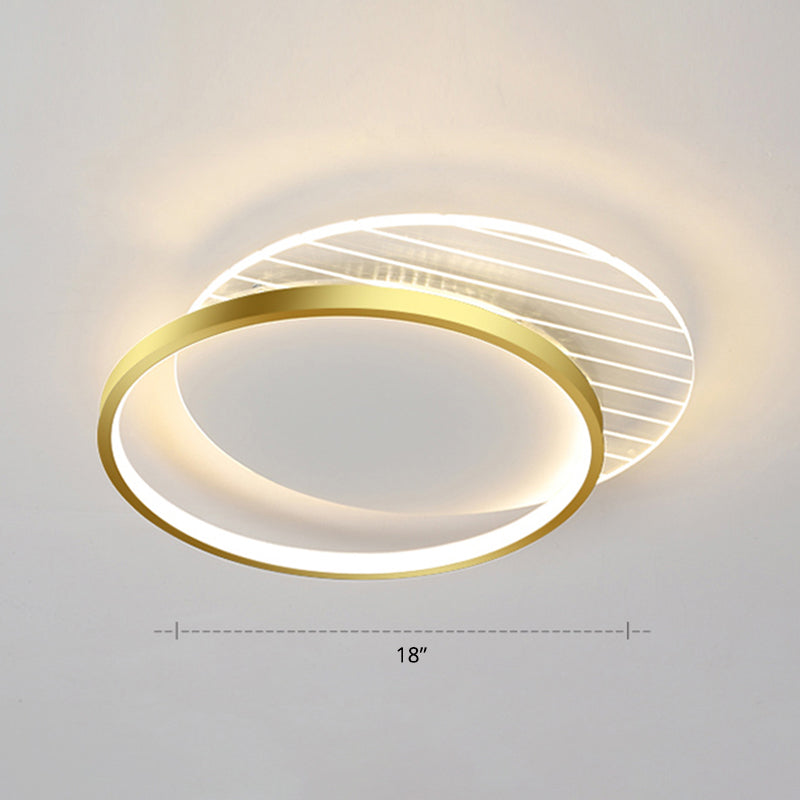 Geometric Acrylic Led Surface Mount Ceiling Light Simplicity Flush Mount Lamp for Bedroom Gold Remote Control Stepless Dimming Round Clearhalo 'Ceiling Lights' 'Close To Ceiling Lights' 'Close to ceiling' 'Flush mount' Lighting' 2423513