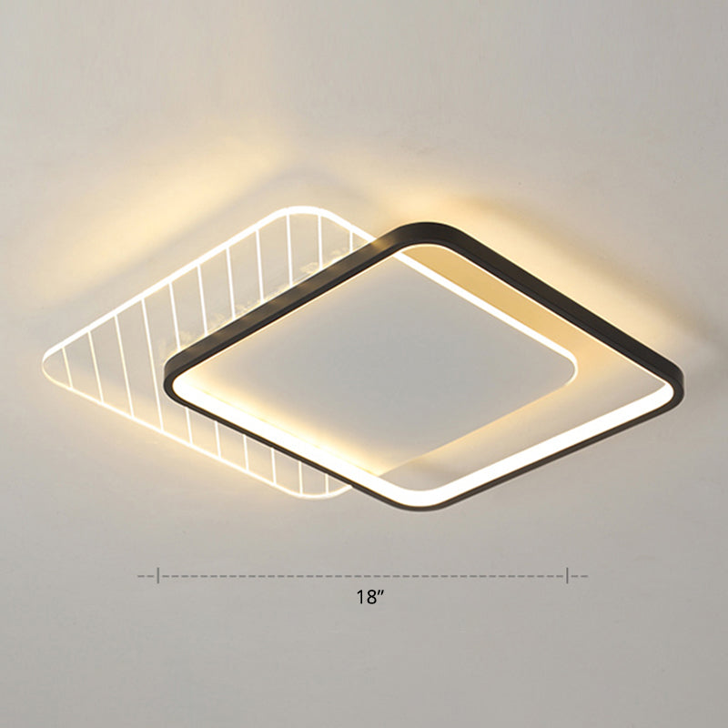 Geometric Acrylic Led Surface Mount Ceiling Light Simplicity Flush Mount Lamp for Bedroom Black Third Gear Square Clearhalo 'Ceiling Lights' 'Close To Ceiling Lights' 'Close to ceiling' 'Flush mount' Lighting' 2423514
