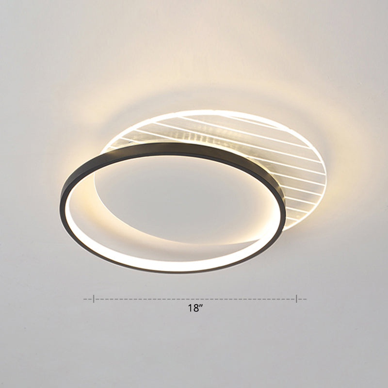 Geometric Acrylic Led Surface Mount Ceiling Light Simplicity Flush Mount Lamp for Bedroom Black Third Gear Round Clearhalo 'Ceiling Lights' 'Close To Ceiling Lights' 'Close to ceiling' 'Flush mount' Lighting' 2423516