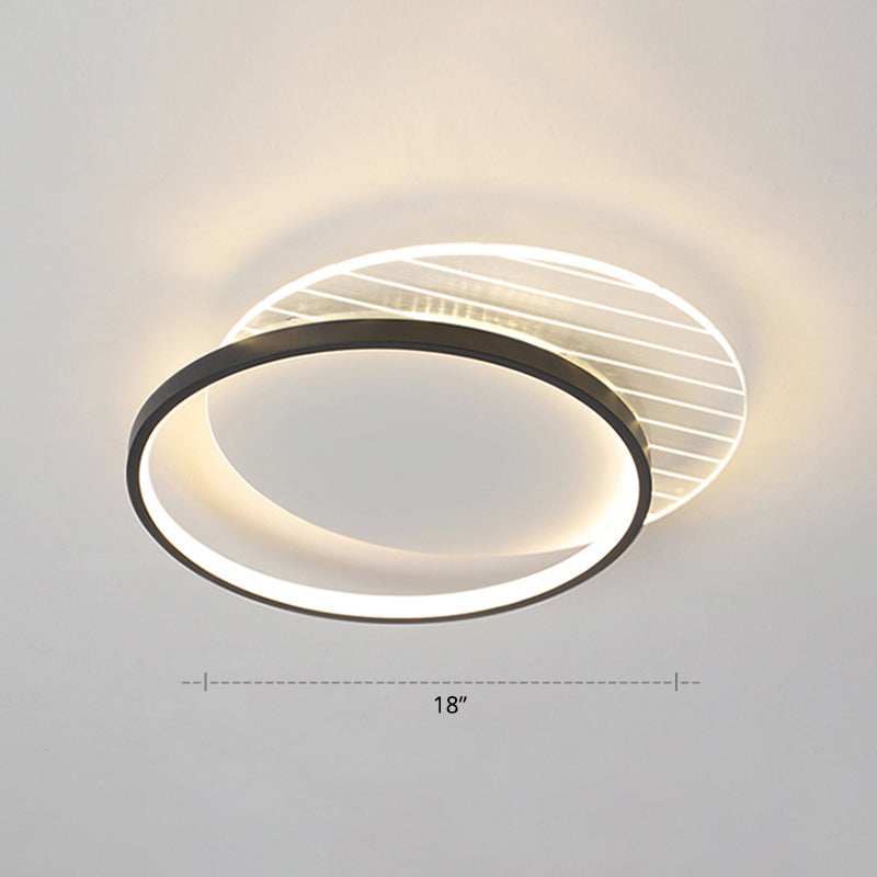 Geometric Acrylic Led Surface Mount Ceiling Light Simplicity Flush Mount Lamp for Bedroom Black Remote Control Stepless Dimming Round Clearhalo 'Ceiling Lights' 'Close To Ceiling Lights' 'Close to ceiling' 'Flush mount' Lighting' 2423517