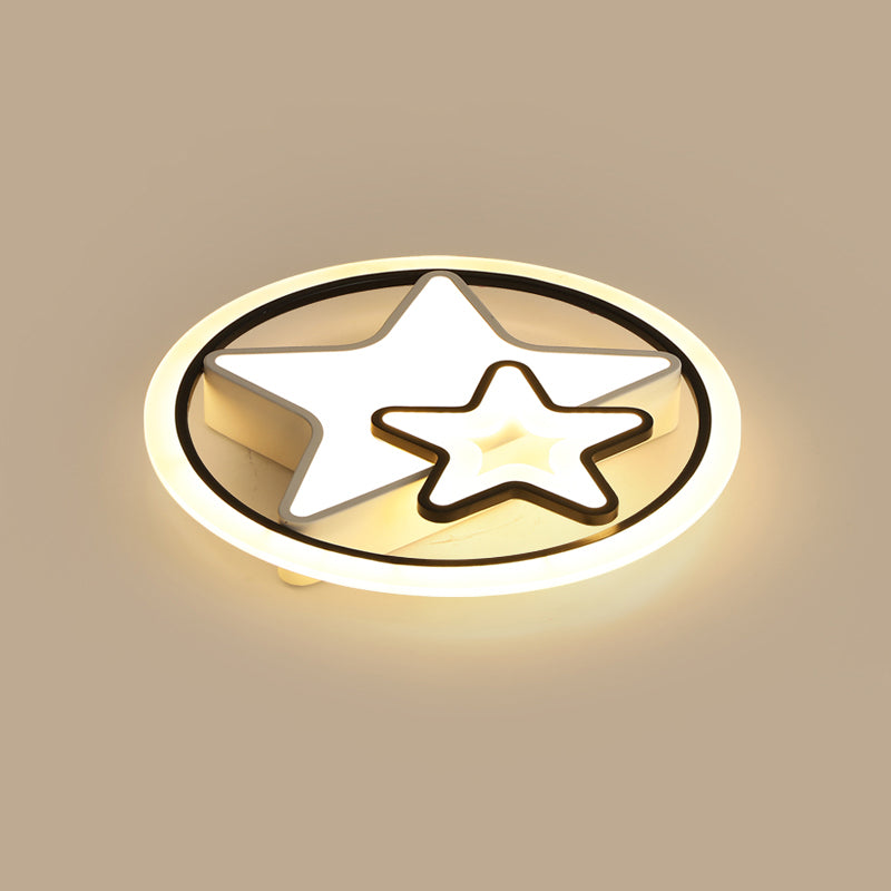 Star Kids Bedroom Ceiling Lamp Metal Cartoon LED Round Flush Light Fixture in Black Clearhalo 'Ceiling Lights' 'Close To Ceiling Lights' 'Close to ceiling' 'Flush mount' Lighting' 2423531