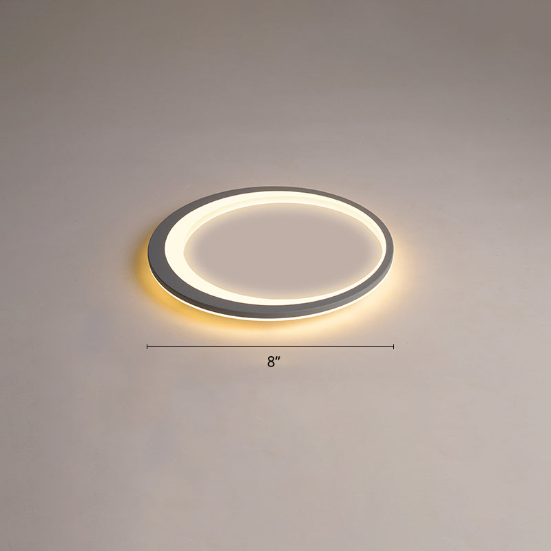 Nordic Ultrathin Flush Mount Led Light Acrylic Bedroom Ceiling Light Fixture in Grey-White Gray-White 8" Clearhalo 'Ceiling Lights' 'Close To Ceiling Lights' 'Close to ceiling' 'Flush mount' Lighting' 2423536