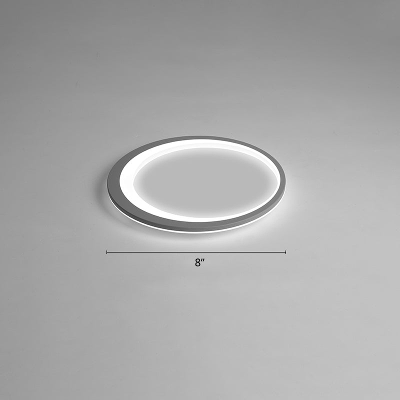 Nordic Ultrathin Flush Mount Led Light Acrylic Bedroom Ceiling Light Fixture in Grey-White Gray-White 8" White Clearhalo 'Ceiling Lights' 'Close To Ceiling Lights' 'Close to ceiling' 'Flush mount' Lighting' 2423537