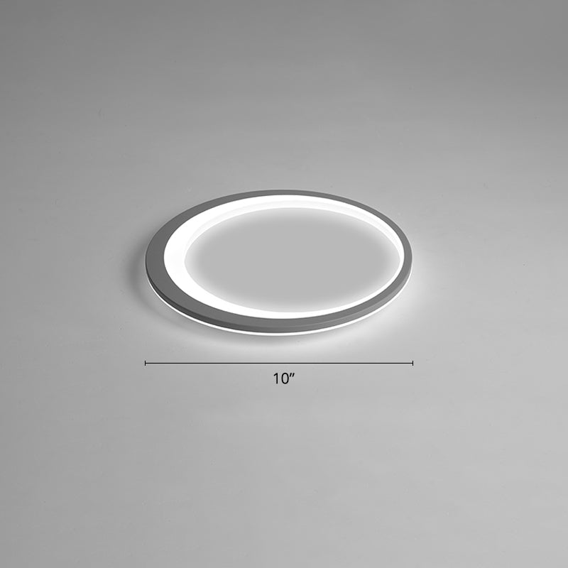 Nordic Ultrathin Flush Mount Led Light Acrylic Bedroom Ceiling Light Fixture in Grey-White Gray-White 10" White Clearhalo 'Ceiling Lights' 'Close To Ceiling Lights' 'Close to ceiling' 'Flush mount' Lighting' 2423539