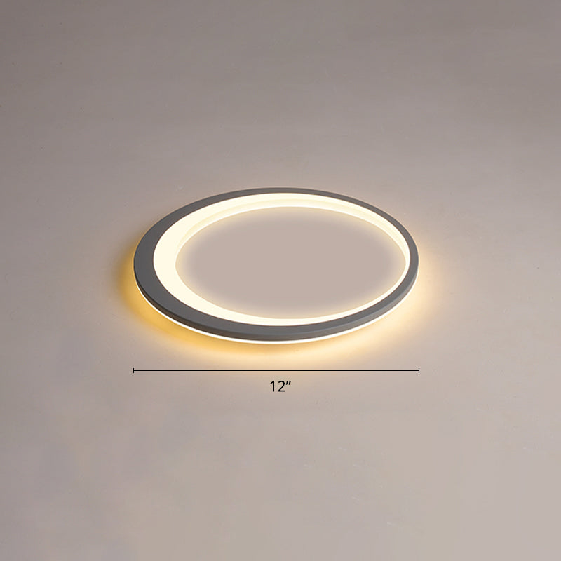 Nordic Ultrathin Flush Mount Led Light Acrylic Bedroom Ceiling Light Fixture in Grey-White Gray-White 12" Clearhalo 'Ceiling Lights' 'Close To Ceiling Lights' 'Close to ceiling' 'Flush mount' Lighting' 2423540