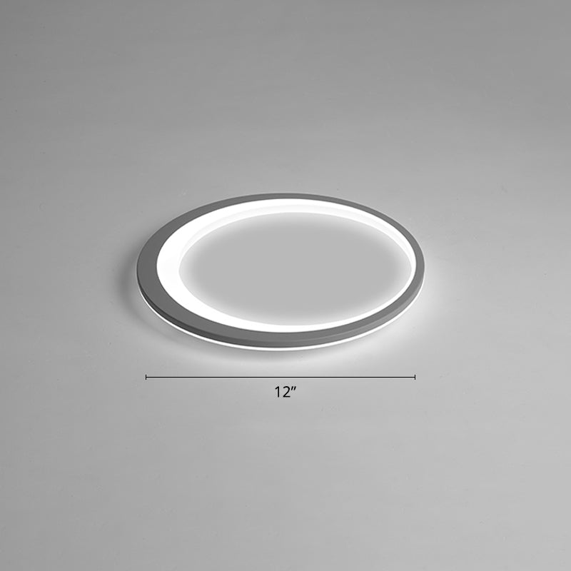 Nordic Ultrathin Flush Mount Led Light Acrylic Bedroom Ceiling Light Fixture in Grey-White Gray-White 12" White Clearhalo 'Ceiling Lights' 'Close To Ceiling Lights' 'Close to ceiling' 'Flush mount' Lighting' 2423541