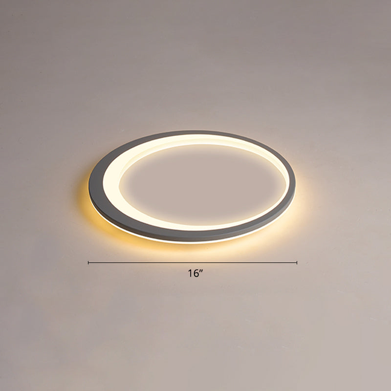 Nordic Ultrathin Flush Mount Led Light Acrylic Bedroom Ceiling Light Fixture in Grey-White Gray-White 16" Clearhalo 'Ceiling Lights' 'Close To Ceiling Lights' 'Close to ceiling' 'Flush mount' Lighting' 2423542