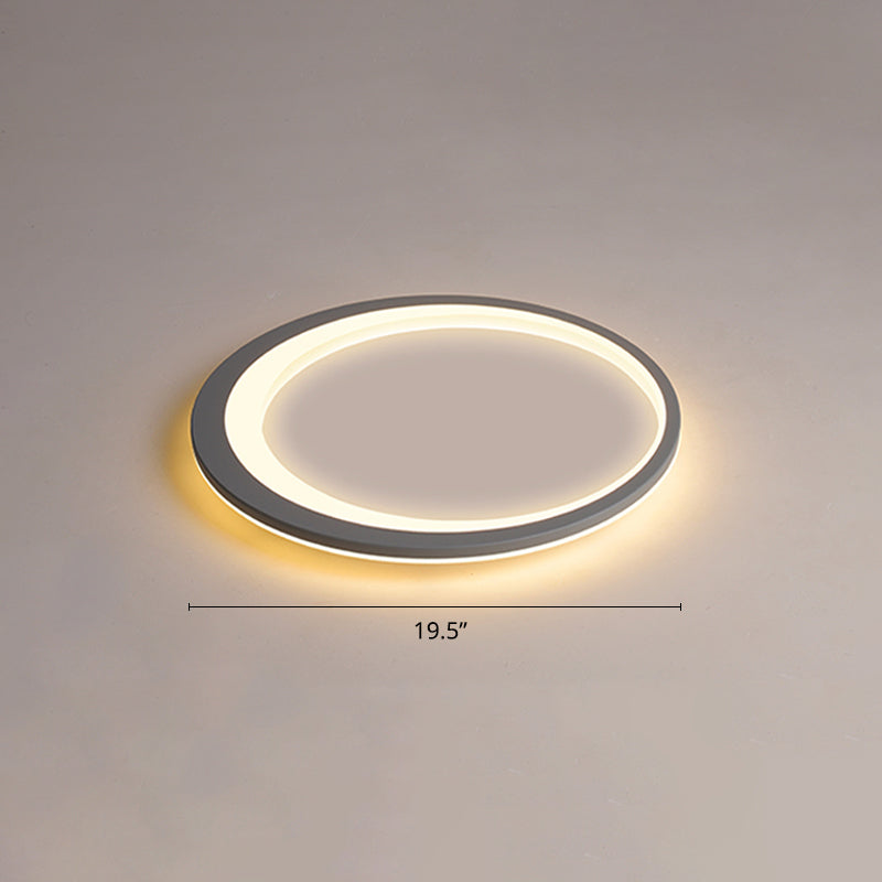 Nordic Ultrathin Flush Mount Led Light Acrylic Bedroom Ceiling Light Fixture in Grey-White Gray-White 19.5" Clearhalo 'Ceiling Lights' 'Close To Ceiling Lights' 'Close to ceiling' 'Flush mount' Lighting' 2423544