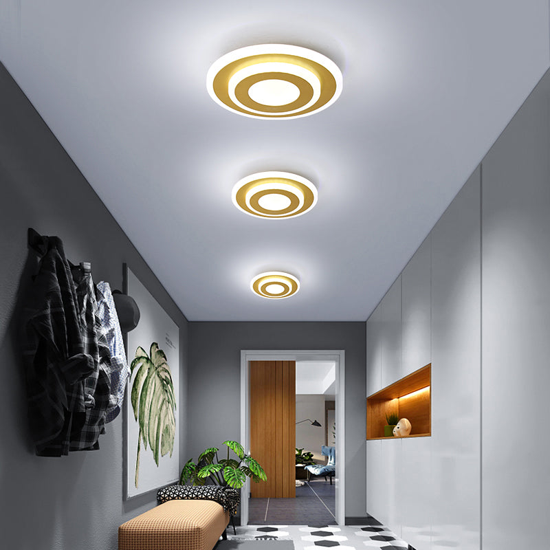 Gold Plated Geometrical Ceiling Light Modern LED Acrylic Flush Mount Light for Hallway Gold White Round Clearhalo 'Ceiling Lights' 'Close To Ceiling Lights' 'Close to ceiling' 'Flush mount' Lighting' 2423559